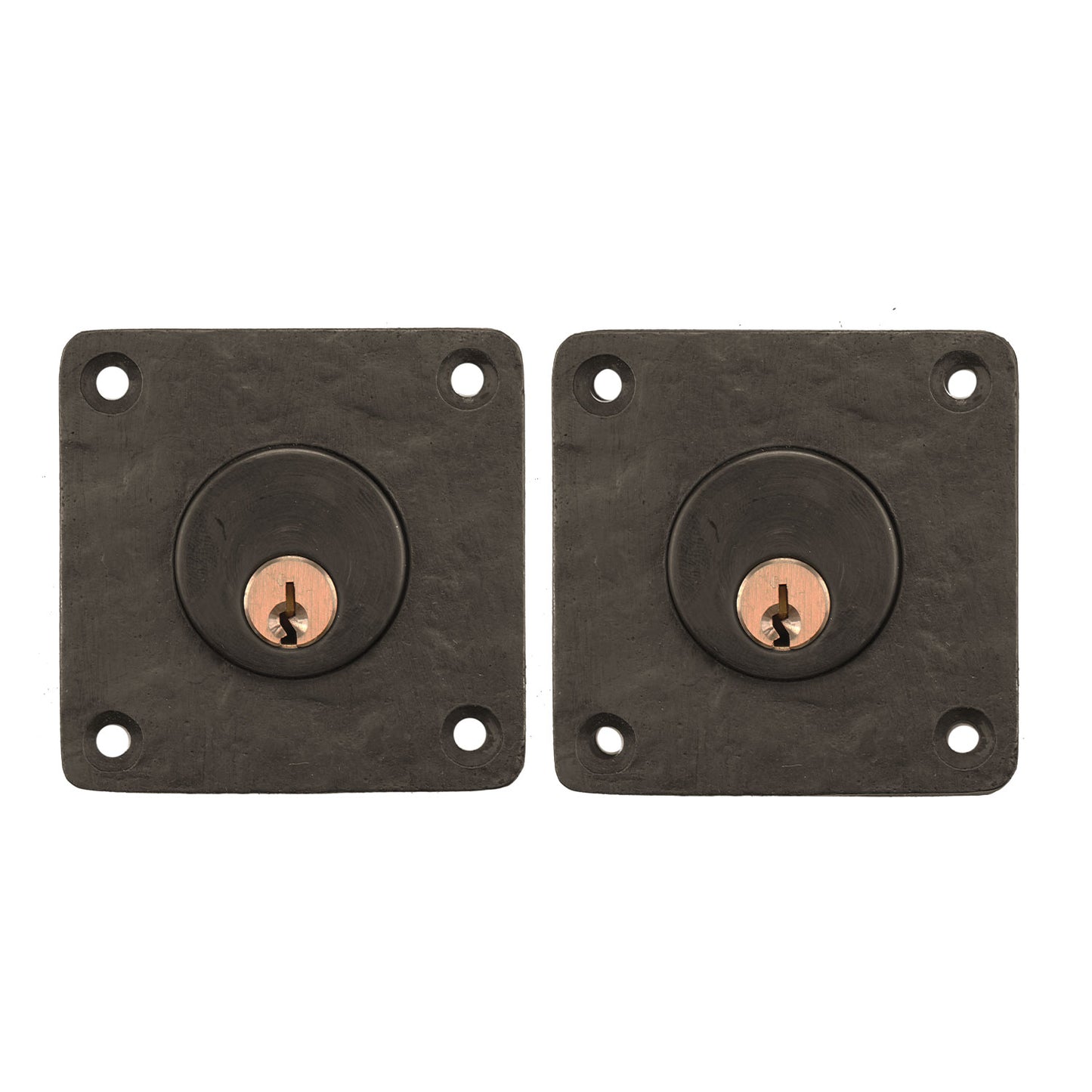Textured Bronze Deadbolt - Large Square - Double Cylinder