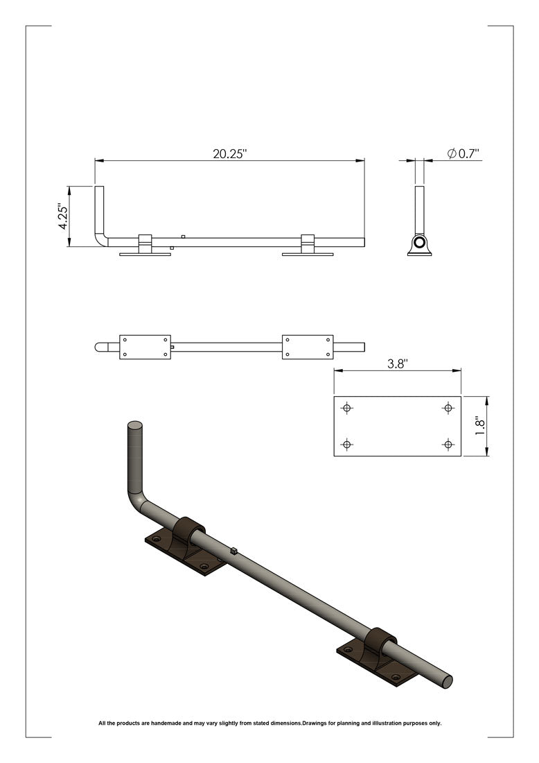 Textured Bronze Cane Bolt - 20"