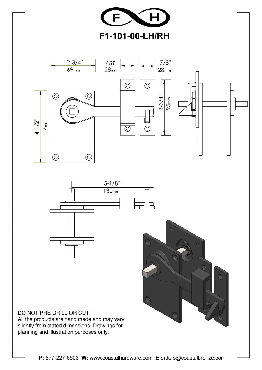 Bronze Square Lever Latch Set