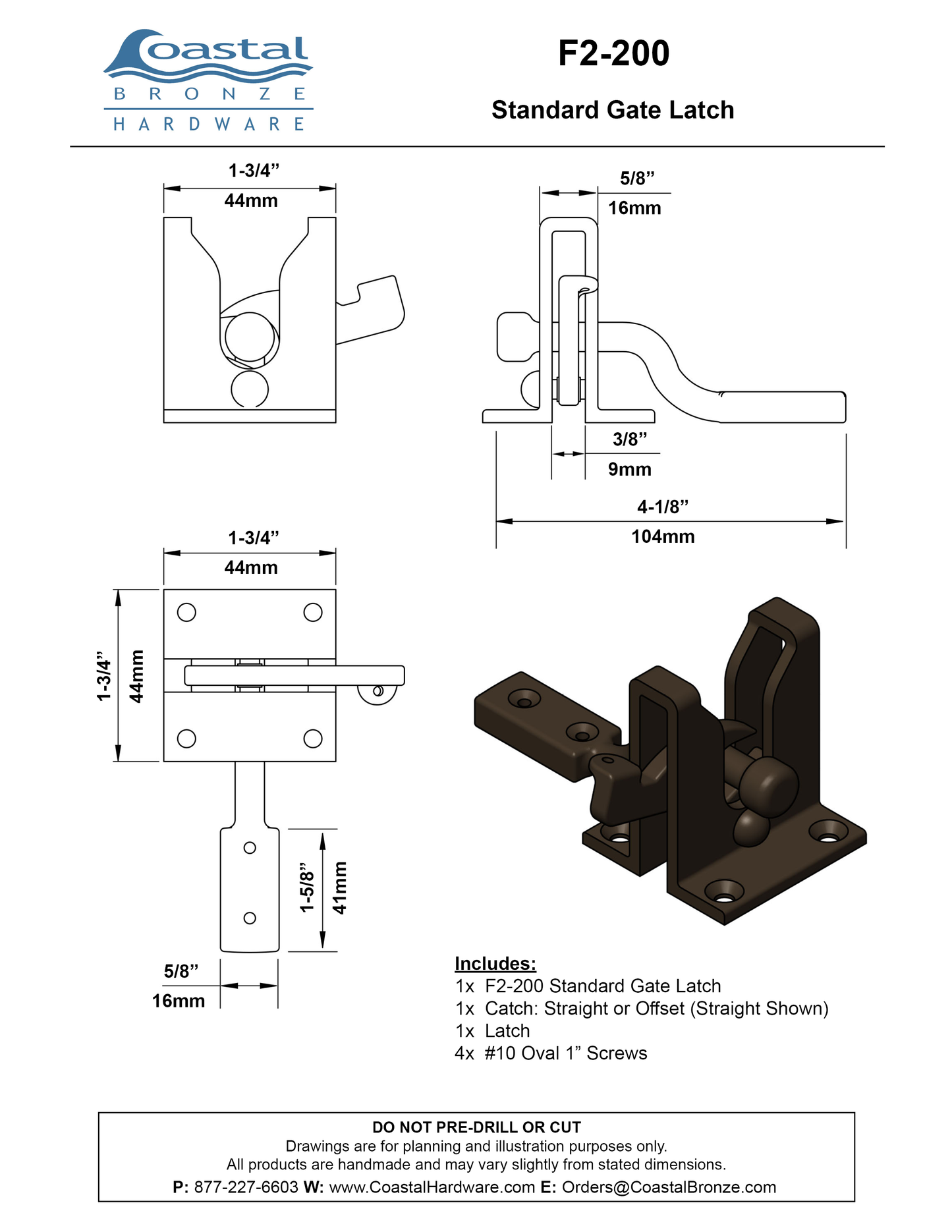 Bronze Standard Gate Latch