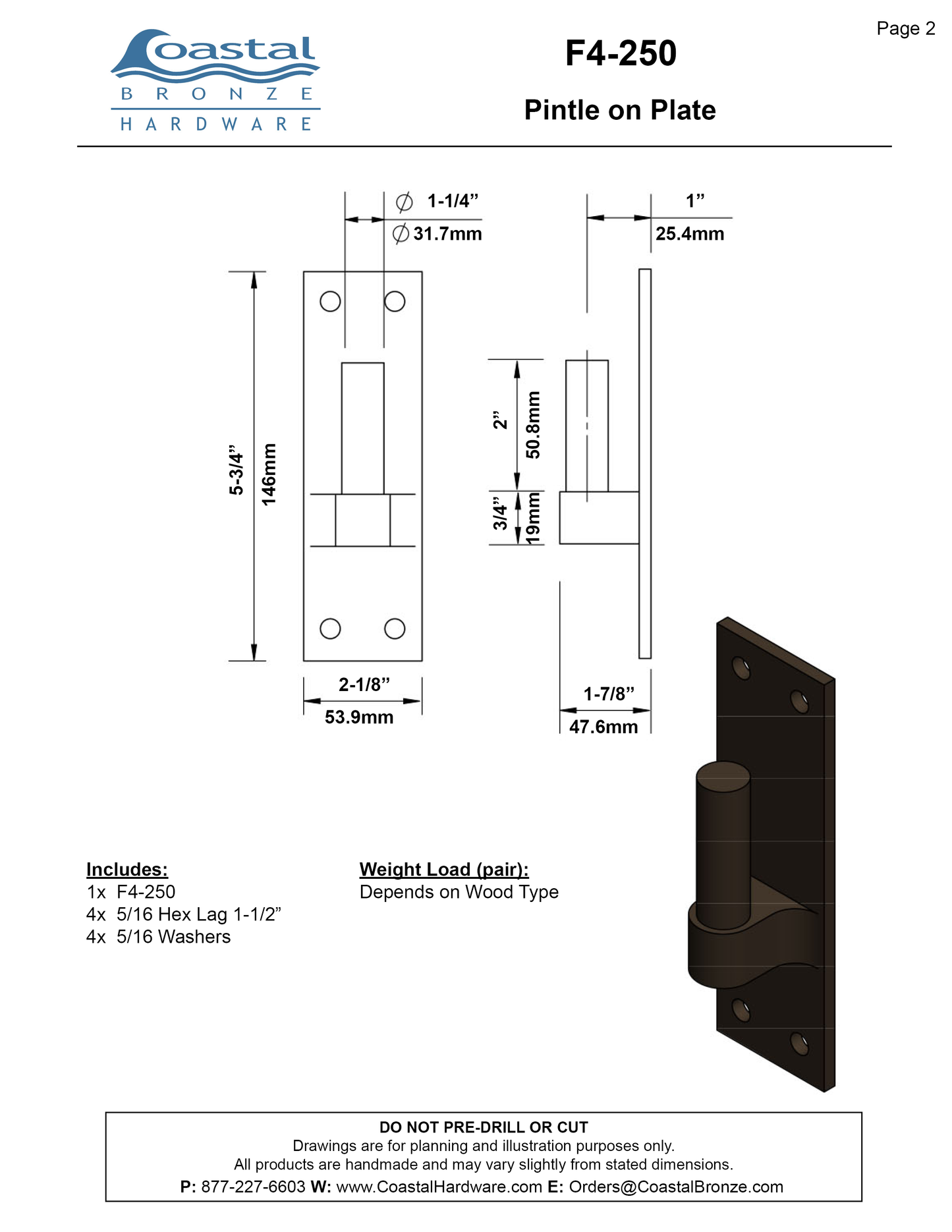 Bronze 30" Active Band Hinge Set