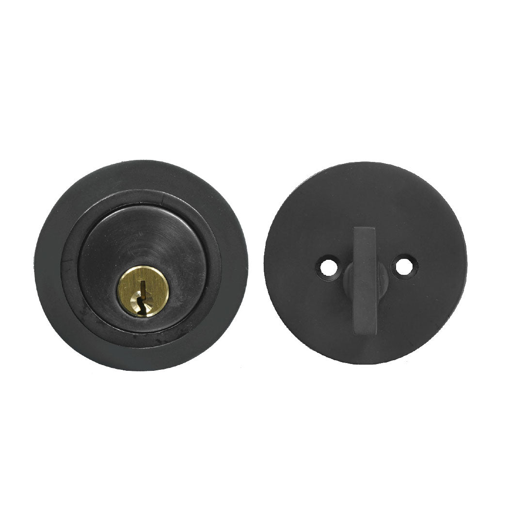 Bronze Round Deadbolt - Single Cylinder - With T-Turn