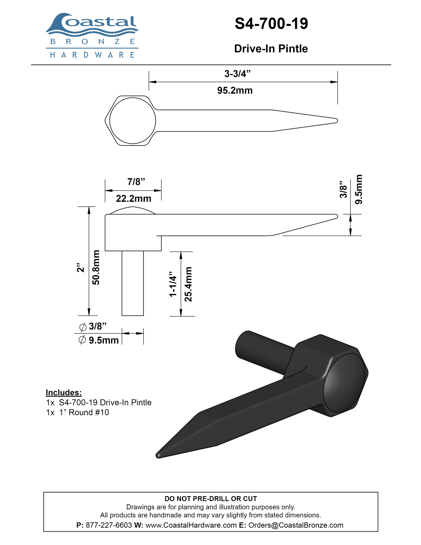 Brass Drive-In Pintle