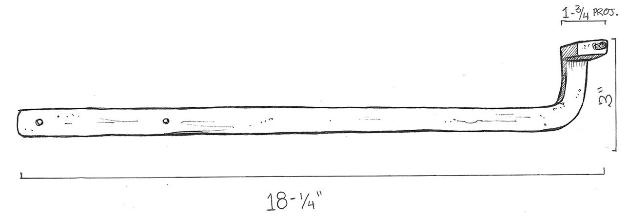 Brass Shutter Dog Horizontal Bar - Offset