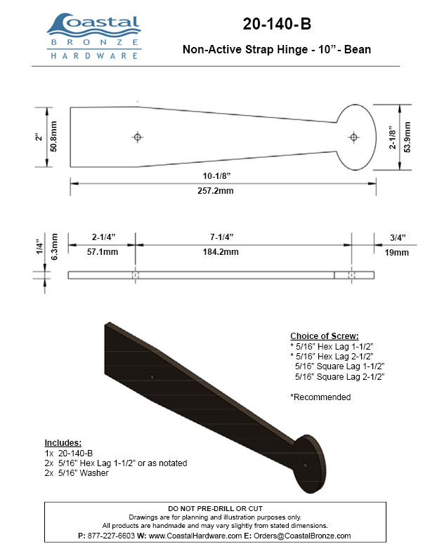 Textured Bronze Band Hinge - 30" - Bean