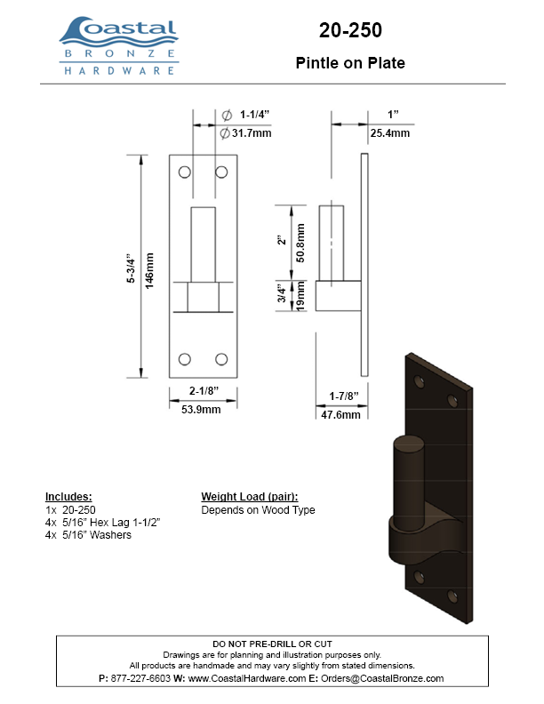 Textured Bronze Pintle on Plate