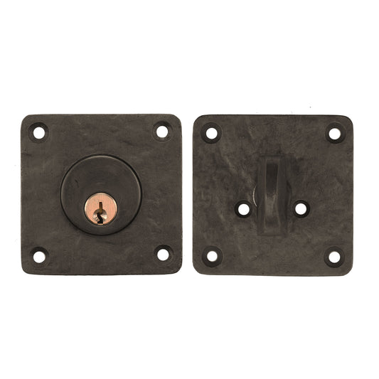 Textured Bronze Deadbolt - Large Square - Single Cylinder