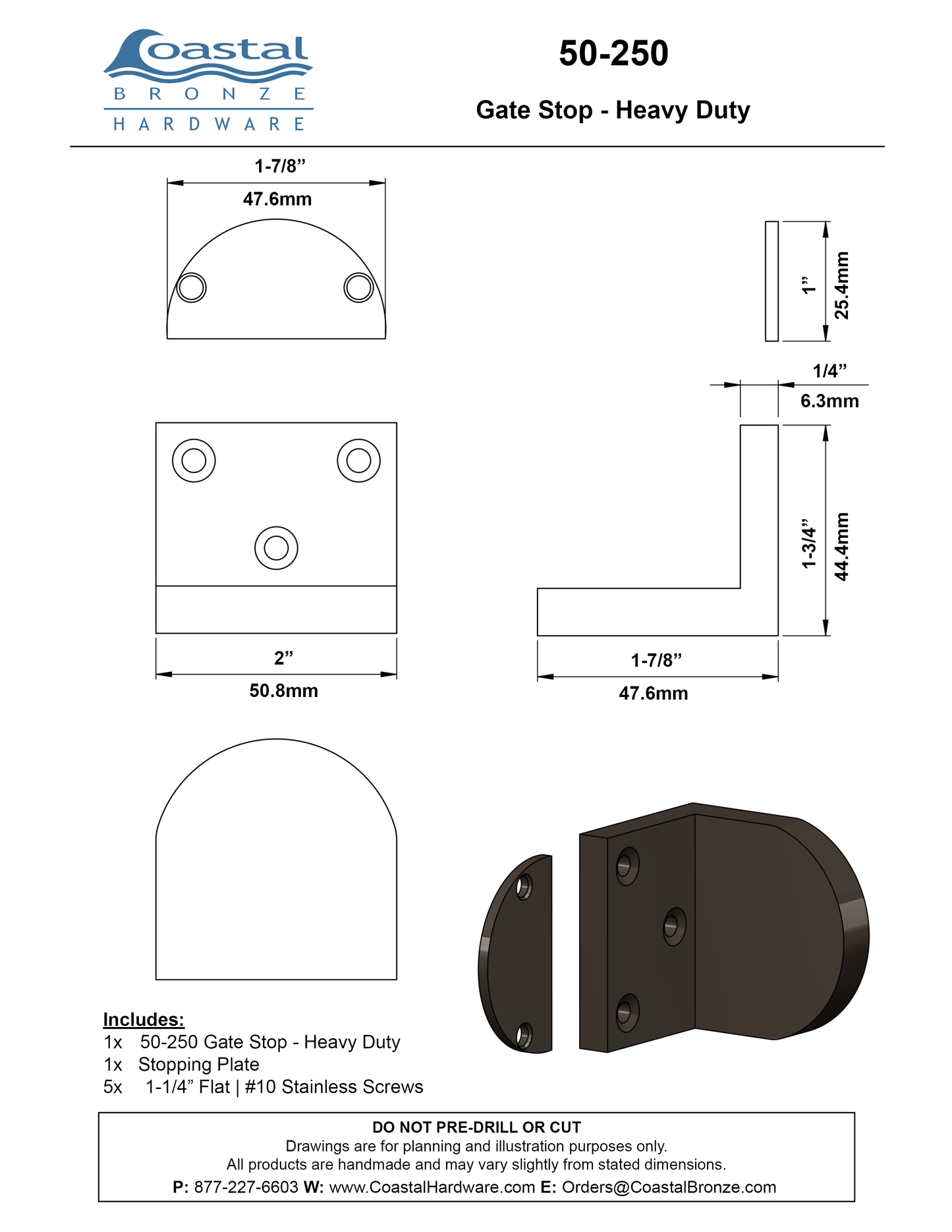 Textured Bronze Gate Stop - Heavy Duty