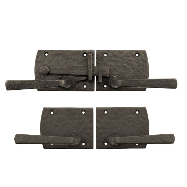 Textured Bronze Drop Lever Latch Double Gate Set - Arch