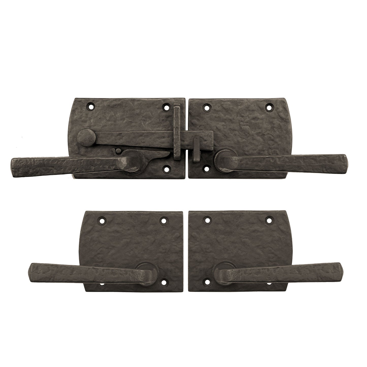 Textured Bronze Drop Lever Latch Double Gate Set - Arch