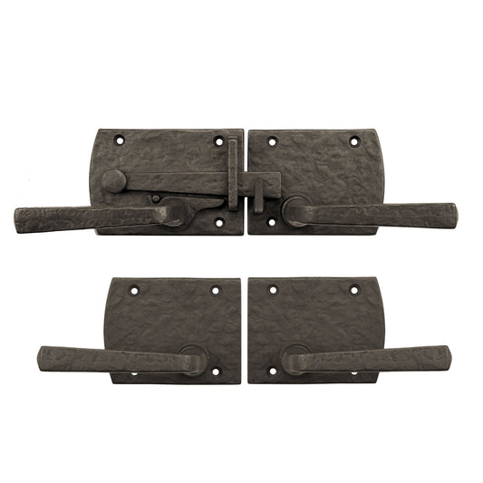 Textured Bronze Drop Lever Latch Double Gate Set - Arch