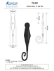 Textured Bronze Shutter Dog - 6" Rat Tail