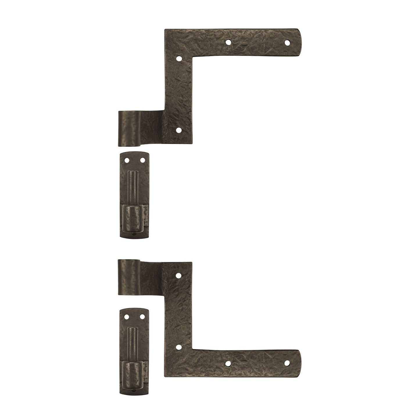 Textured Bronze New York Shutter Strap Pair - with Pintle - 2-1/4" Offset