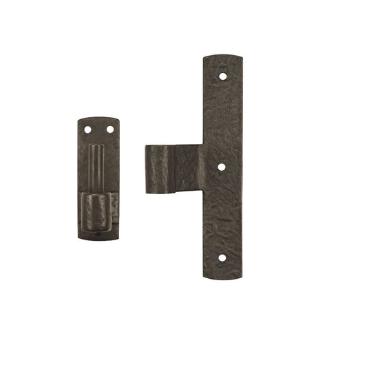 Textured Bronze Shutter T-Hinge Strap 6" - with Pintle - 1-1/4" Offset