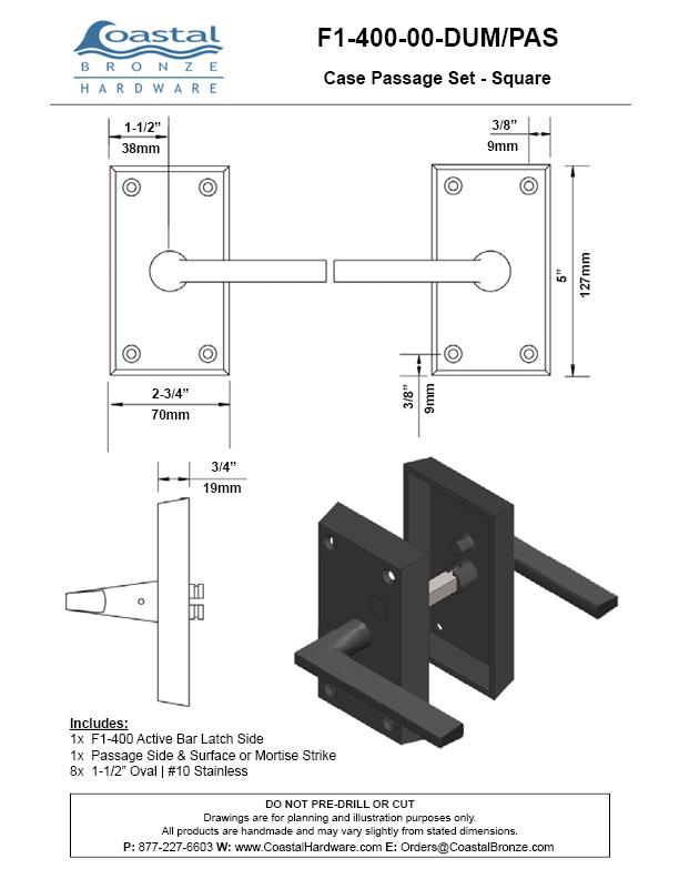 Bronze Case Dummy Set - Square