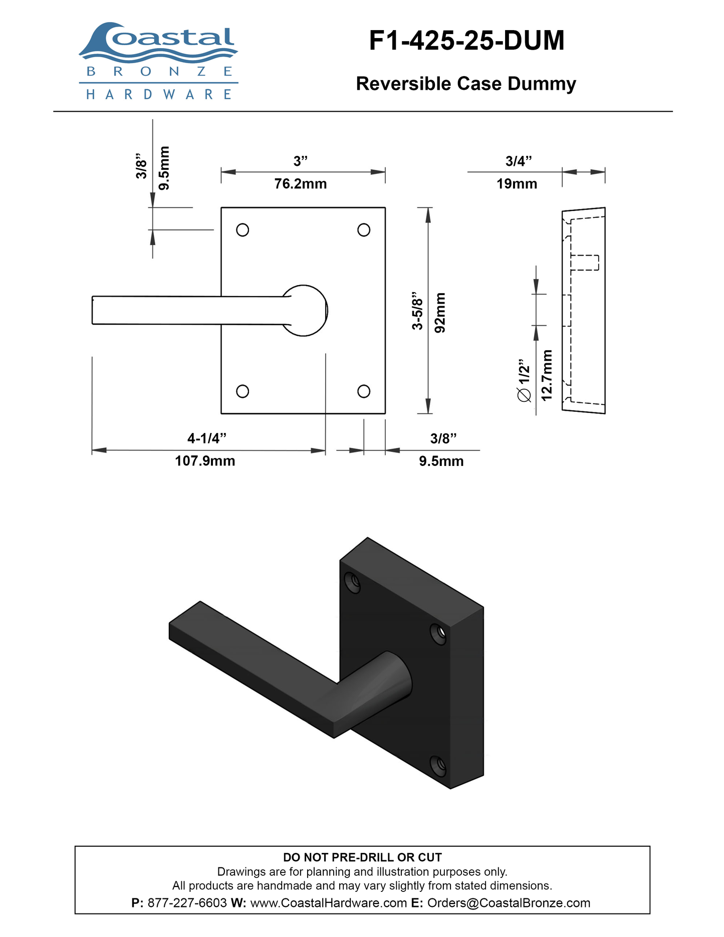 Bronze Reversible Case Latch Set