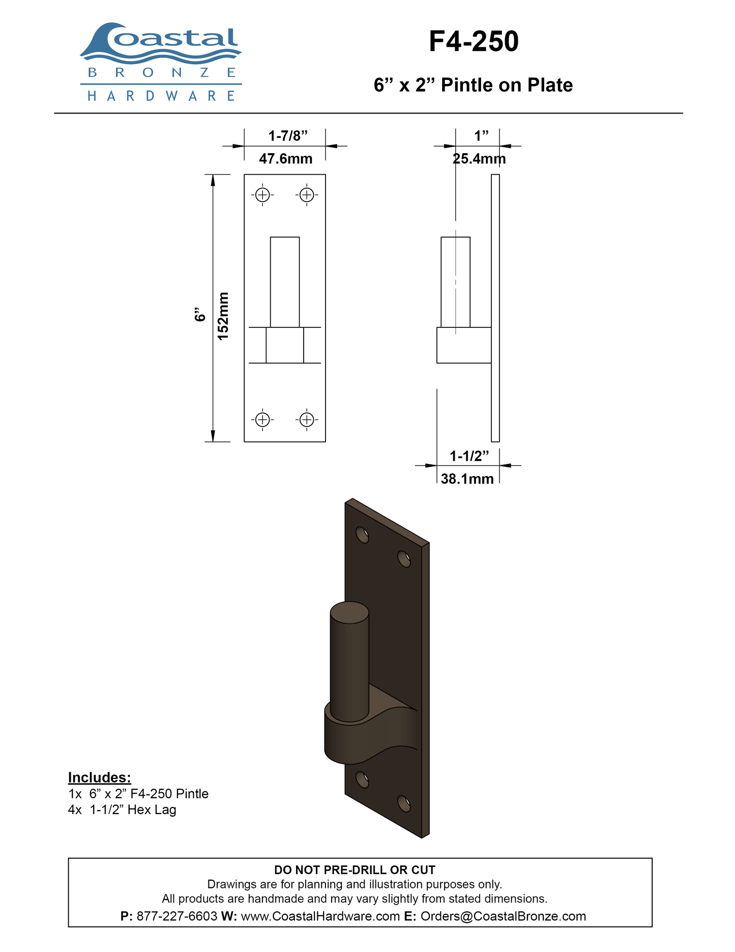 Bronze 17" Active Band Hinge
