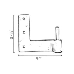 Brass Jamb Pintle - 2-1/4" Offset
