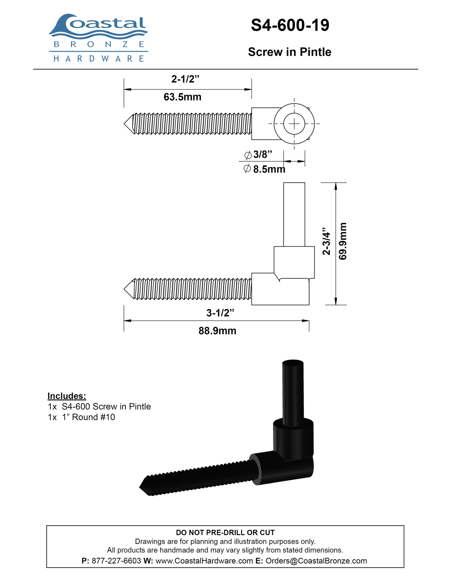 Brass Screw in Pintle