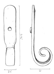 Brass Shutter Dog - Rat Tail