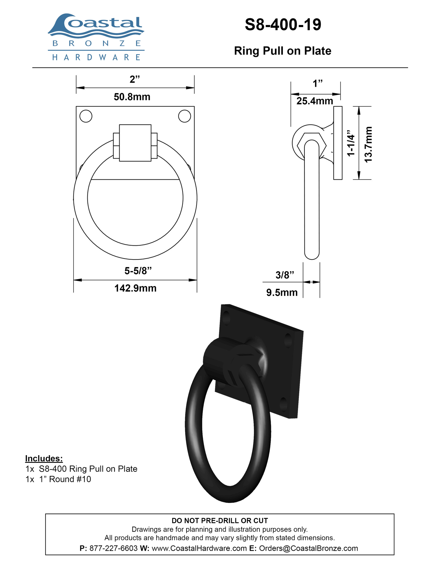 Brass Ring Pull on Plate